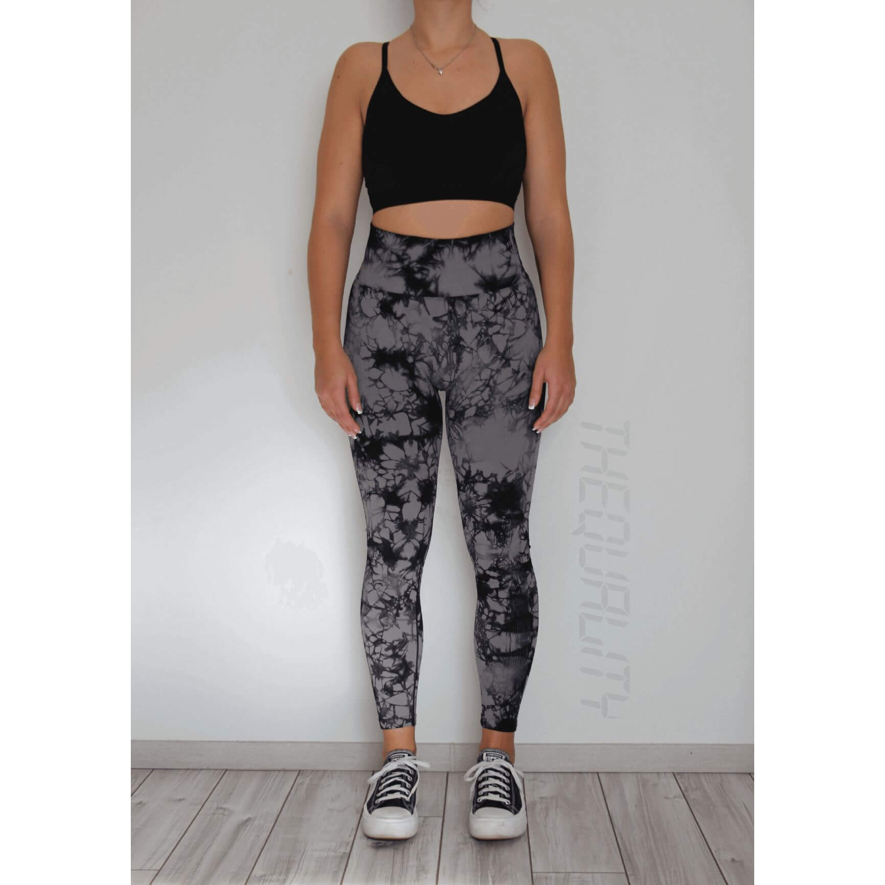 Női Leggings - Fekete Szürke - Image 3